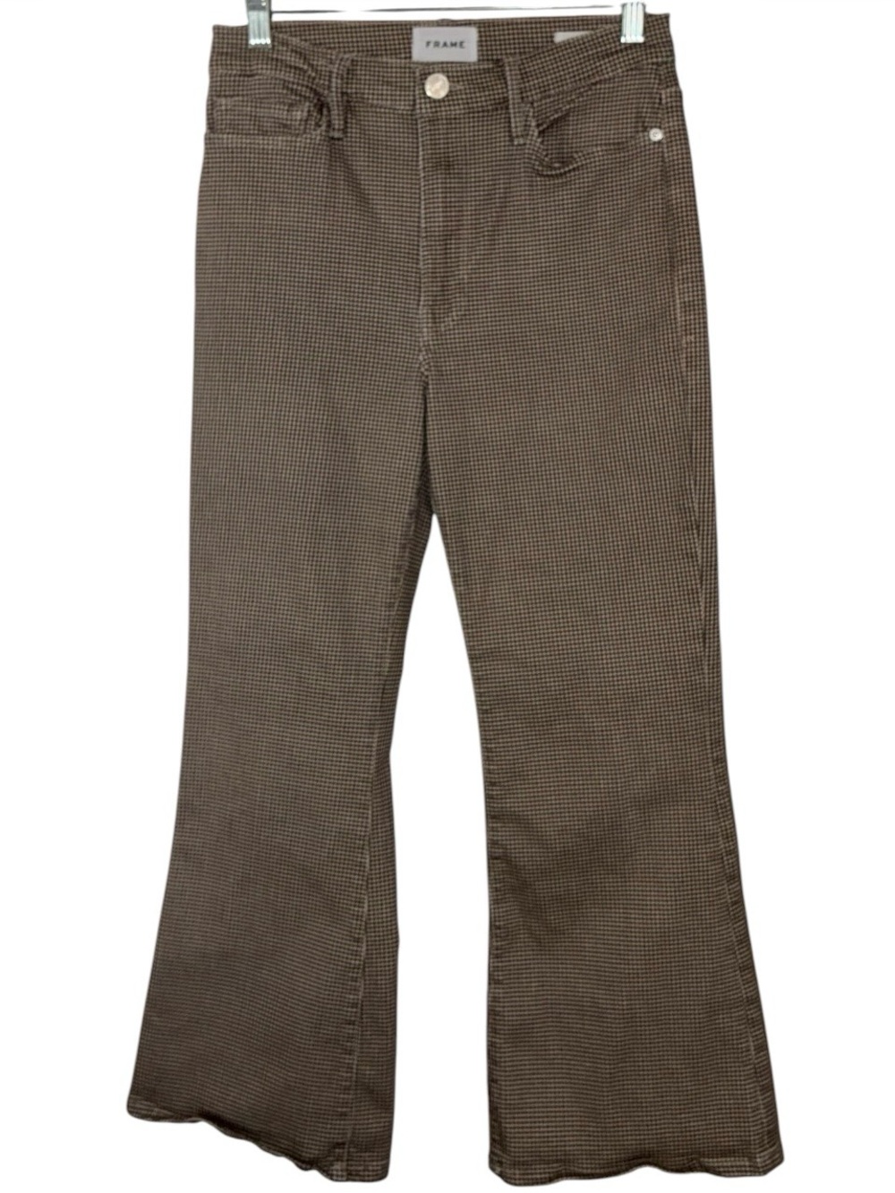 Frame Le Crop‎ Flare Brown and Grey Houndstooth Jeans Sz 28